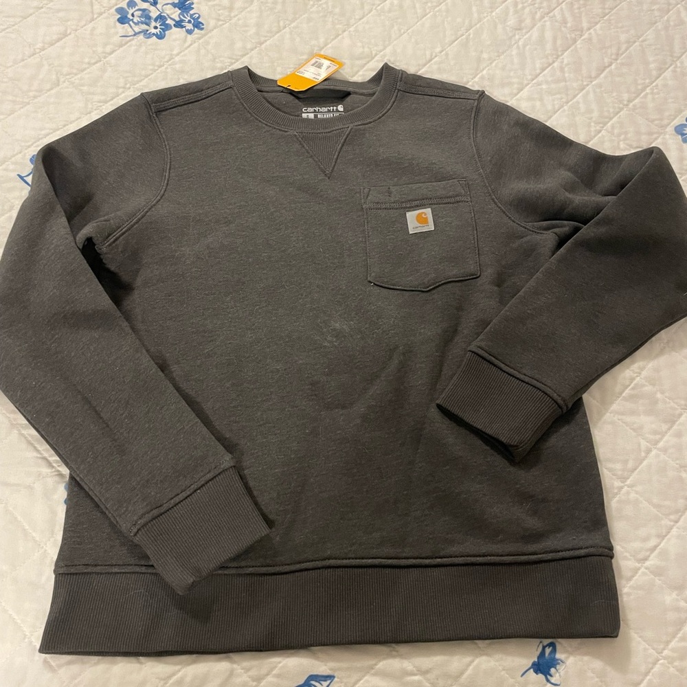Carhartt Crewneck Sweatshirt. New with Tags. Grey color with a front pocket.